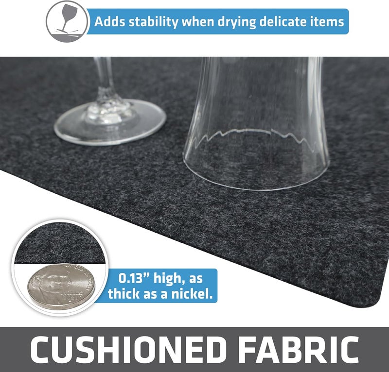 Dry Mate Premium Luxury Shelf & Drawer Liner, Thick Cushioned Fabric, Non-Adhesive, Absorbent, Waterproof, Slip-Resistant, Liners for Kitchen Cabinets, Cupboards (USA Made)(11”x50”)(2-Pack)(Charcoal) - Image 5